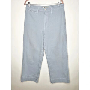 Madewell Slim Emmett Wide Leg Crop Pant Blue Gray High Rise Cotton Size 30